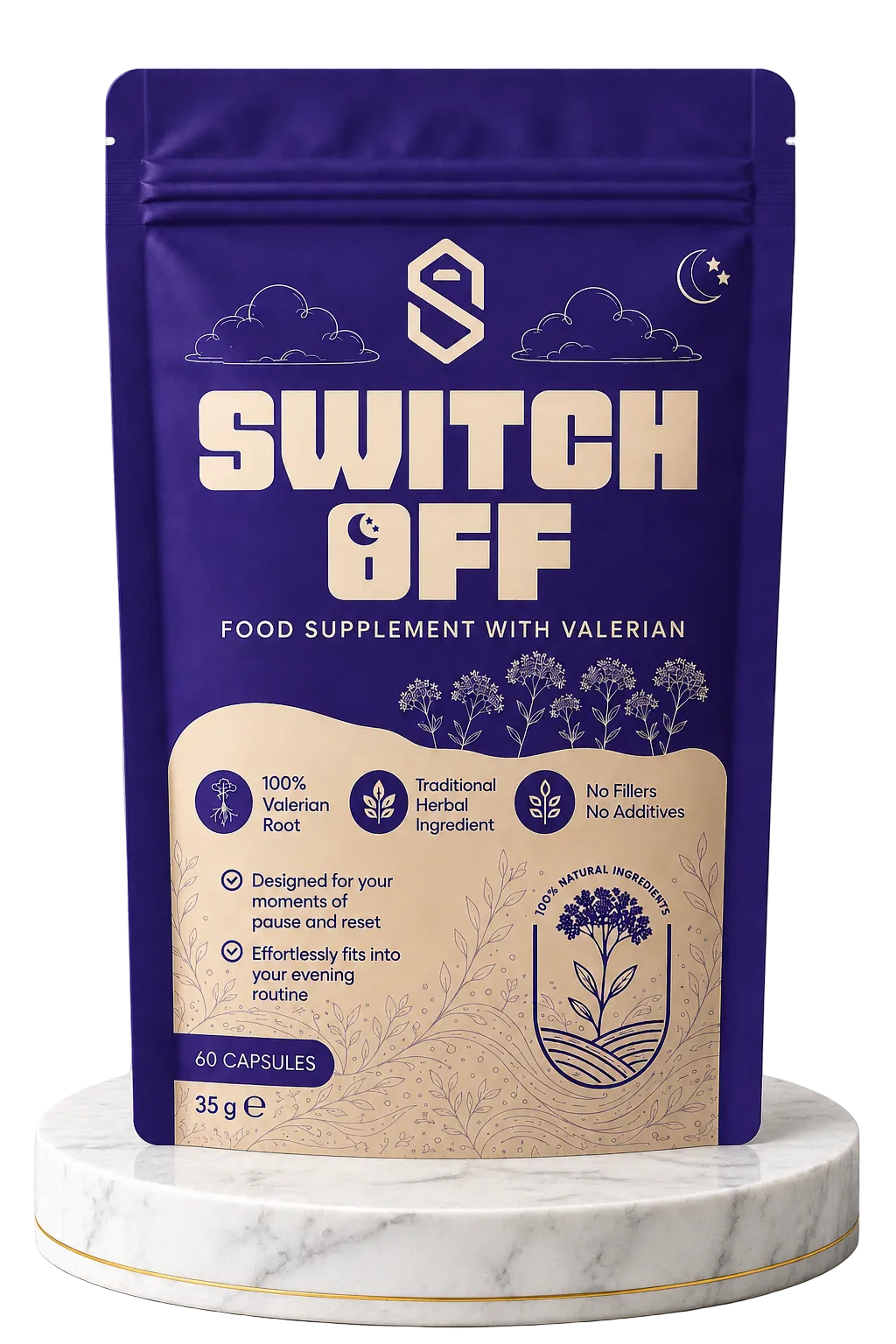 SWITCH OFF™ Premium Valerian Root Capsules | 60 Vegan Capsules | 1–2 Month Supply