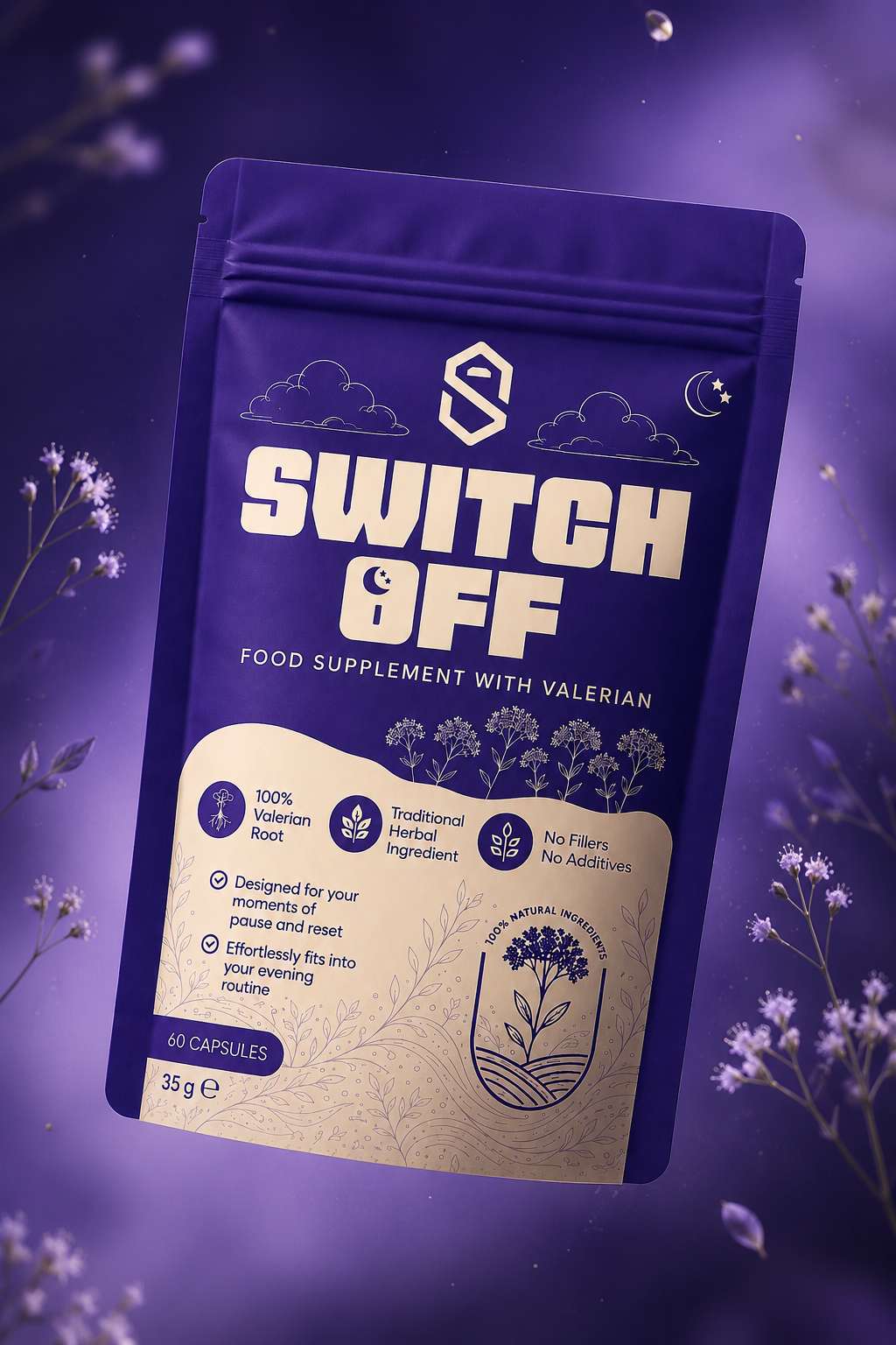 SWITCH OFF™ Premium Valerian Root Capsules | 60 Vegan Capsules | 1–2 Month Supply
